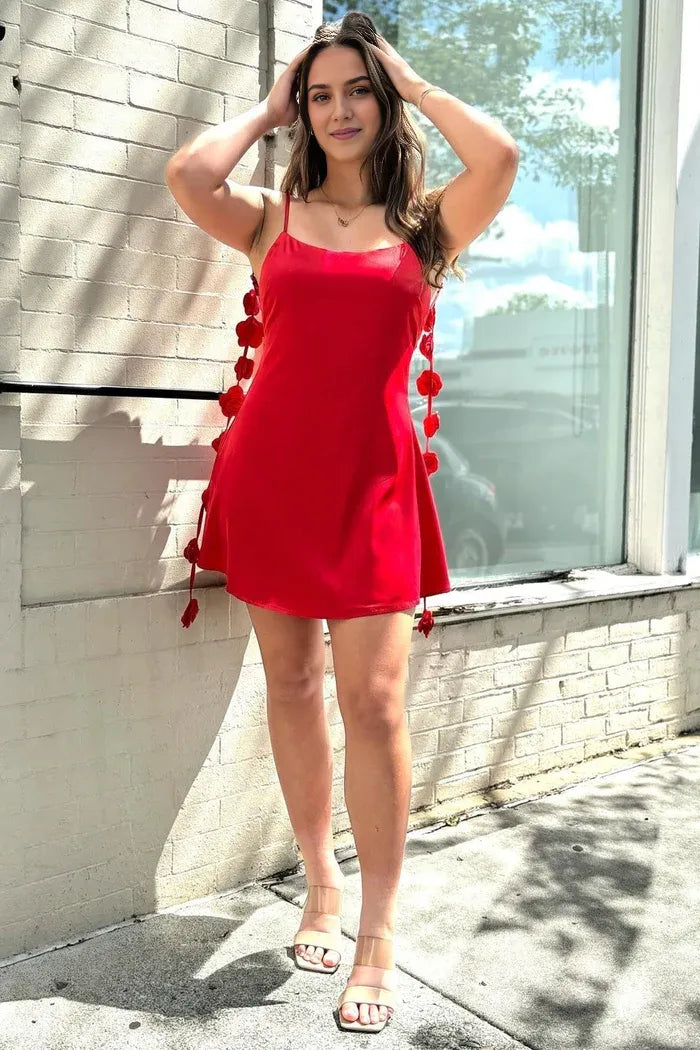 Weitese Dress Red Backless Short Homecoming Dress Satin Spaghetti Straps Sleeveless Party Dress